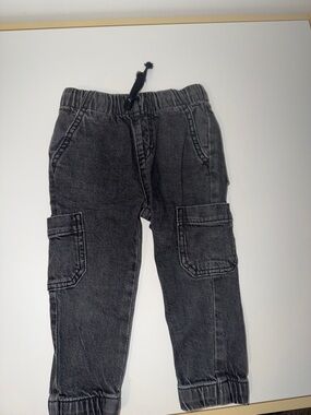 Kids Black Cargo Jogger Pants - Elastic Waist